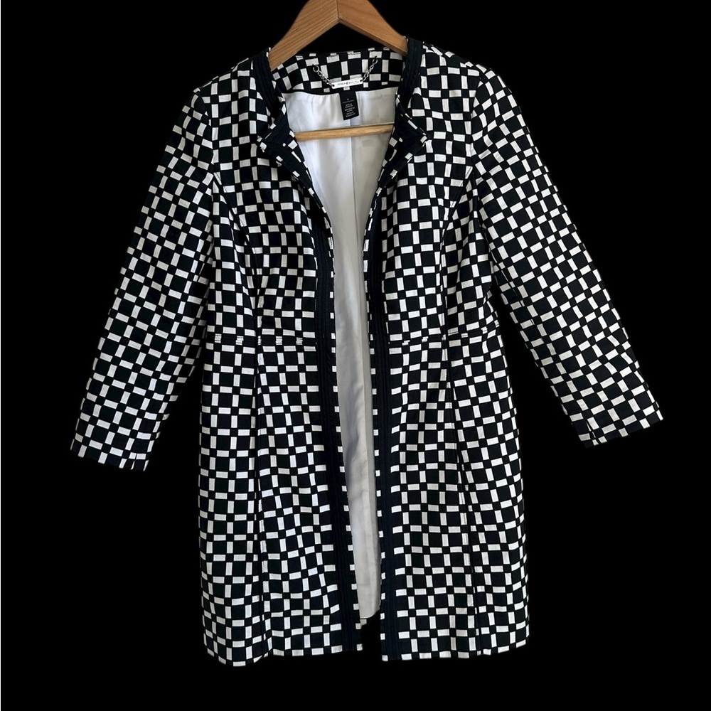 Monochrome Checkered Varsity Jacket - image 1